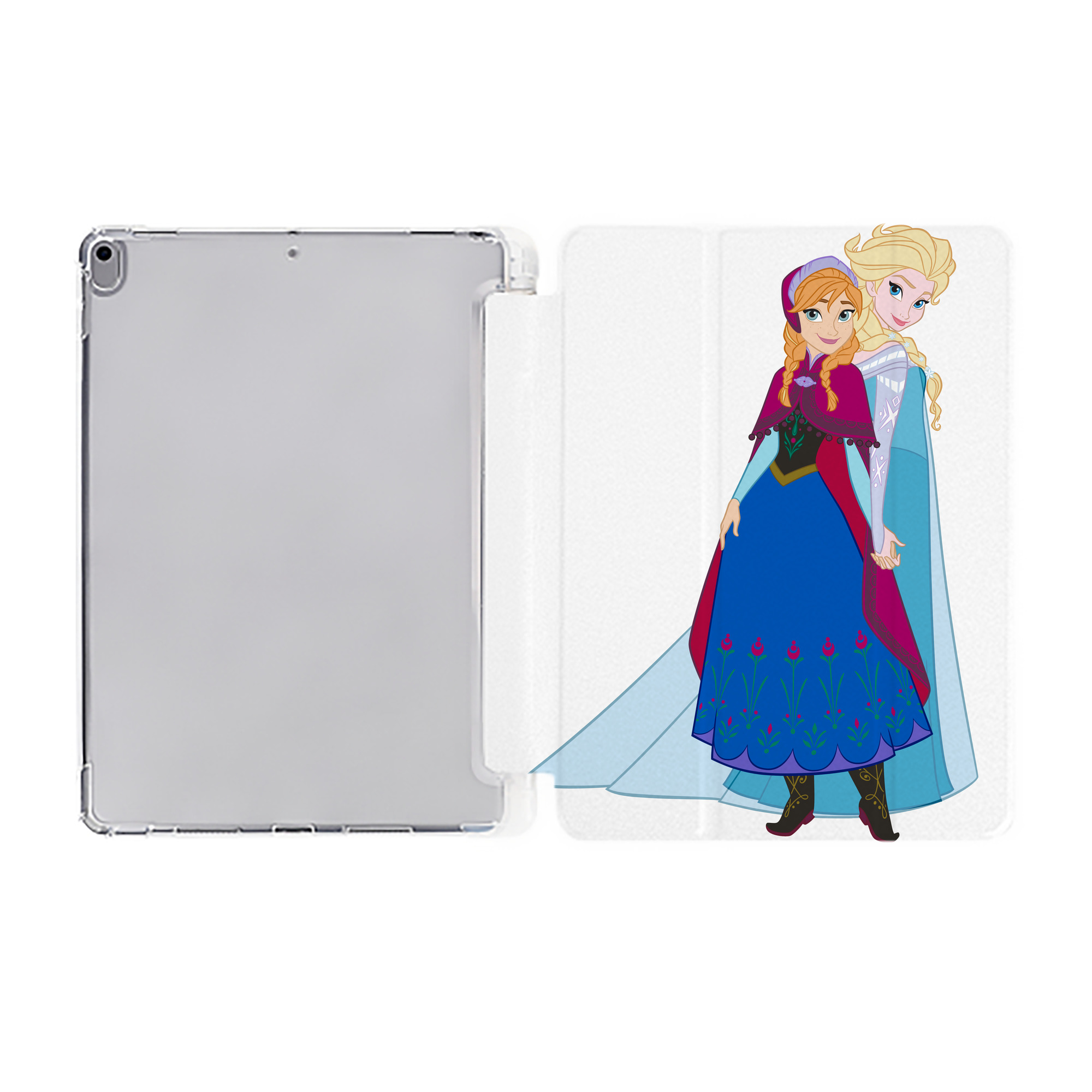 （画像用） アナと雪の女王 アンナ エルサ Frozen Anna Elsa IPad ケース ペン収納付き 三つ折りスタンド PUレザー×シリコン 対応機種9.5/10.5/10.9インチ